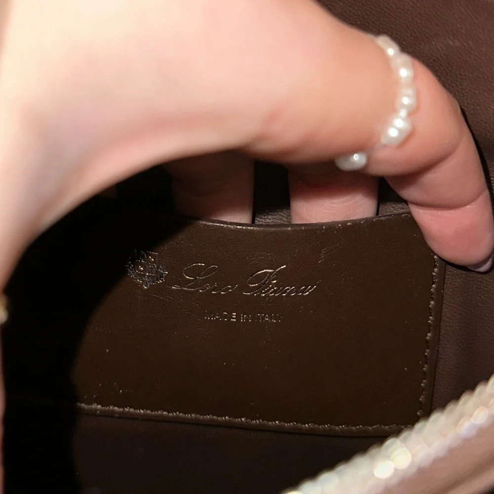 loro piana milky way leather brown crossbody bag